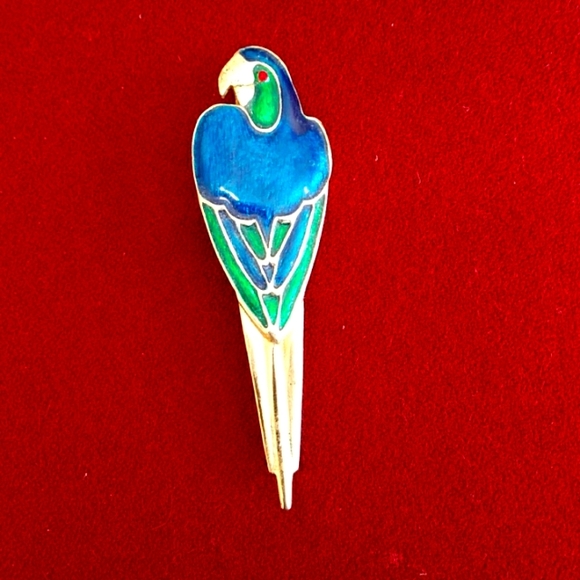 4 for $50 Parrot Brooch Gold Colored with Green and Blue Inlay Stones - Picture 1 of 3